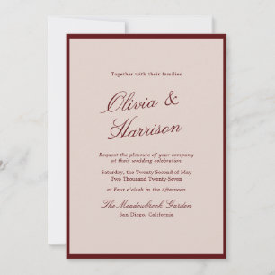 Deep Wine Old Money Calligraphy Wedding Invitation