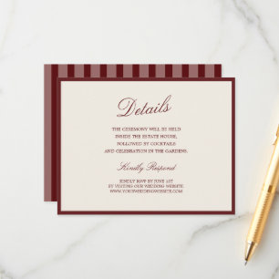 Deep Wine Old Money Striped Details Card