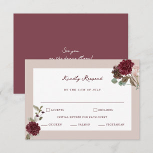 Deep Wine Old Money Wedding RSVP Card
