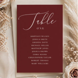 Deep Wine Red Fall Vineyard Wedding Seating Chart Invitation