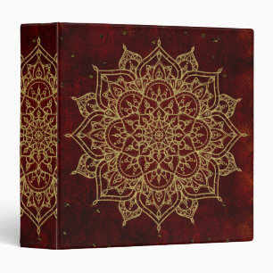Deep Wine Red Mandala & Gold Glam Modern Chic Binder