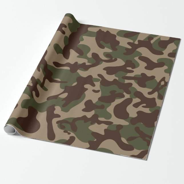 Deep Wood Camouflage  Wrapping Paper (Unrolled)