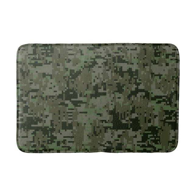 Deep Woods Digital Camo Camouflage Customizable Bath Mat (Front)