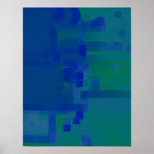 "DeepBlue" Geometric Art Poster