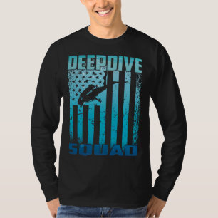 DeepDive Squad US Flag Underwater Scuba Diving T-Shirt