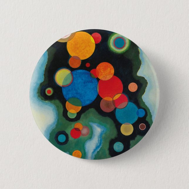 Deepened Impulse Abstract Oil on Canvas Kandinsky 2 Inch Round Button (Front)