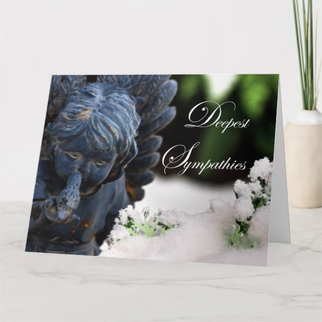 Deepest Sympathies Garden Snow Angel and Dove Card (Front)