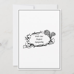 Deepest Sympathy Black Floral Scroll Simple White