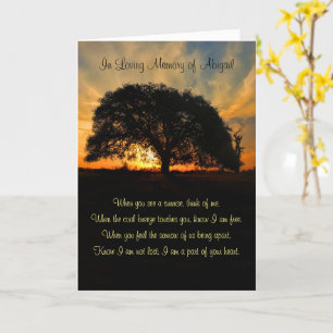 Deepest Sympathy Custom Name Poem and Tree Card