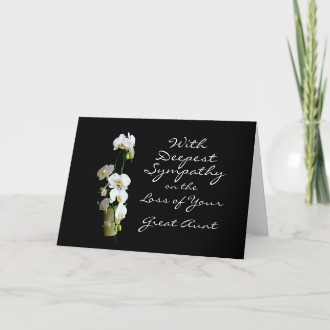 Deepest Sympathy Great Aunt White Orchids Card (Front)