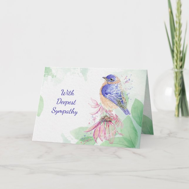 Deepest Sympathy Loss Bluebird  Card (Front)