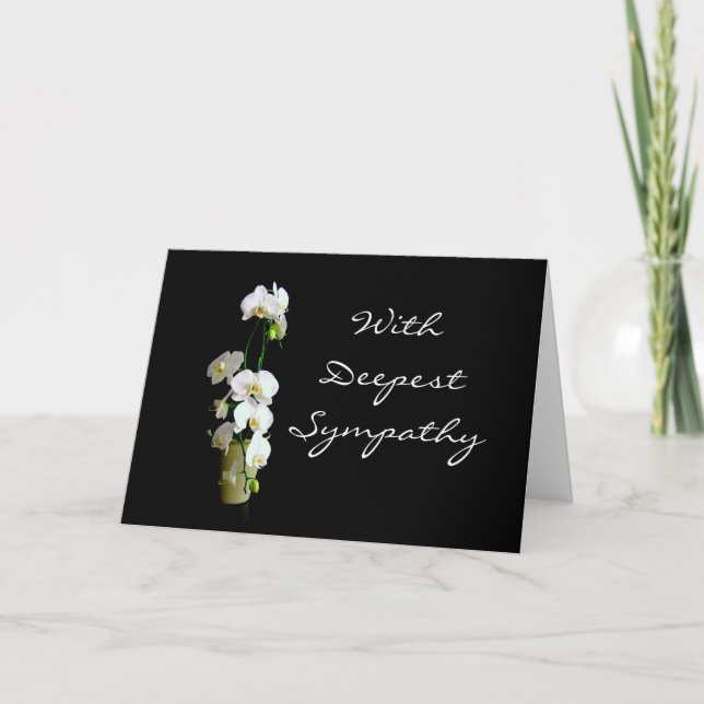 Deepest Sympathy White Orchids Blank Card (Front)