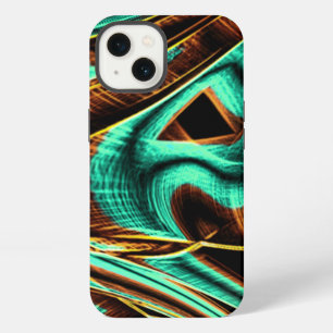 Deeply crooked tapes aquamarine and coffee grooves iPhone 13 case