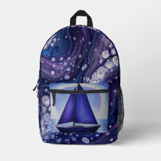 DeepPurpleCosmicMarble Printed Backpack