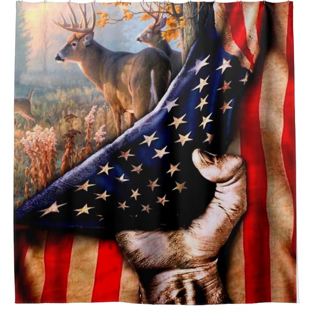 Deer American Flag Blanket, (Front)