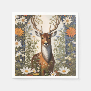 Deer Amid Daisy Flowers  Napkin