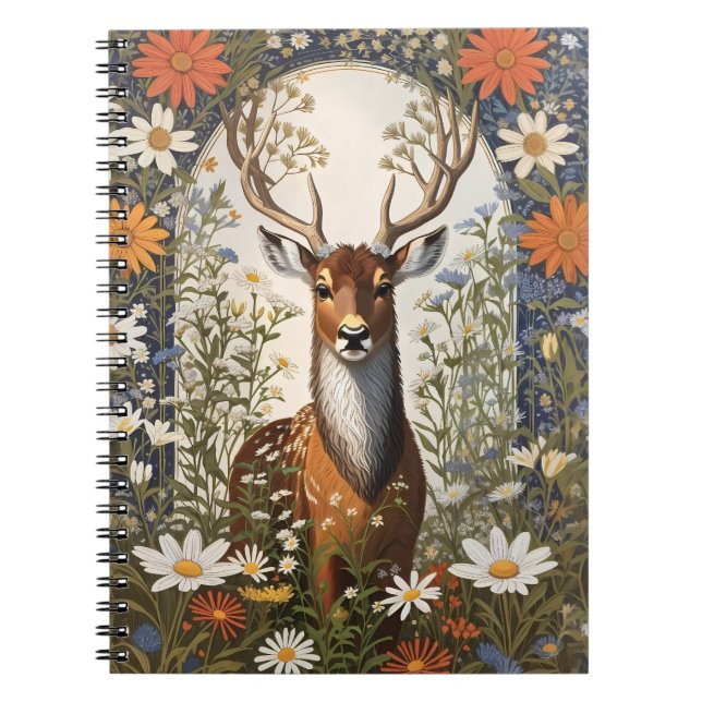 Deer Amid Daisy Flowers  Notebook (Front)