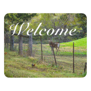 Deer And A Squirrel Painterly Welcome Sign