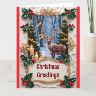 Deer And Christmas Lights Greeting Card