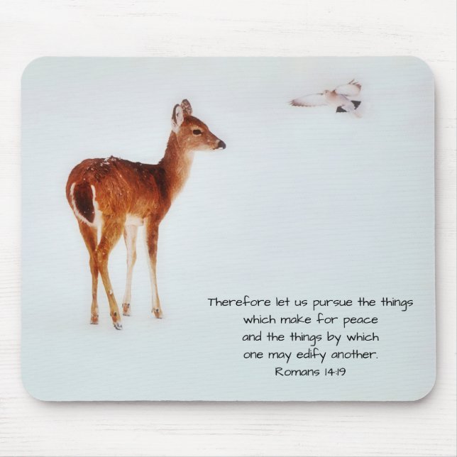 Deer and Dove Faith Bible Verse Mouse Pad (Front)