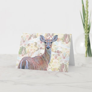Deer and Dove Pattern on Pattern Art Note Card 1