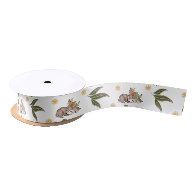 Deer and Flora Satin Ribbon (Spool)