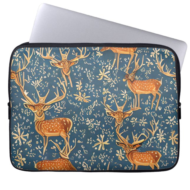 Deer and Flowers Laptop Sleeve (Front)