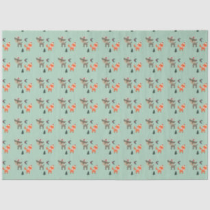 Deer And Fox In Santa Hats Whimsical Christmas Tissue Paper