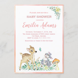 Deer and friends baby shower invitation