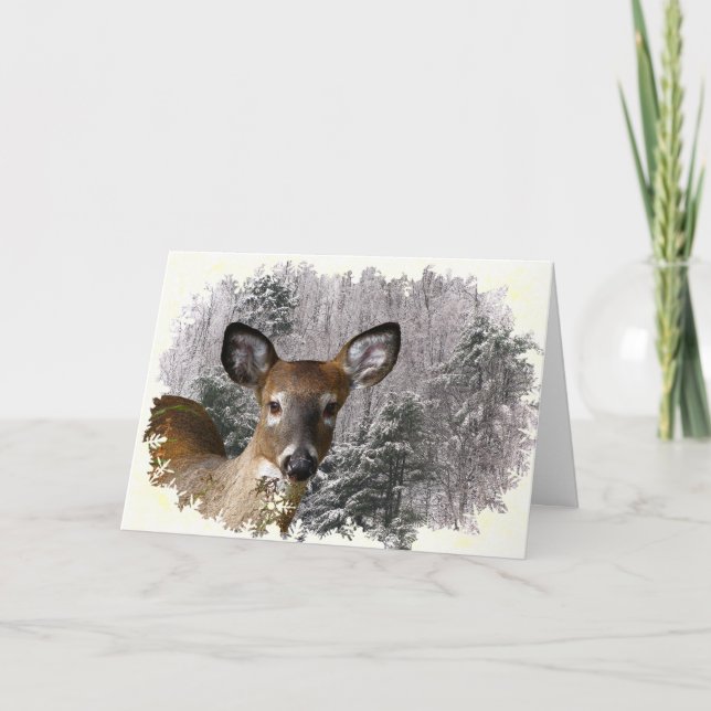 Deer and Frosty Hills Seasons Holiday Card (Front)