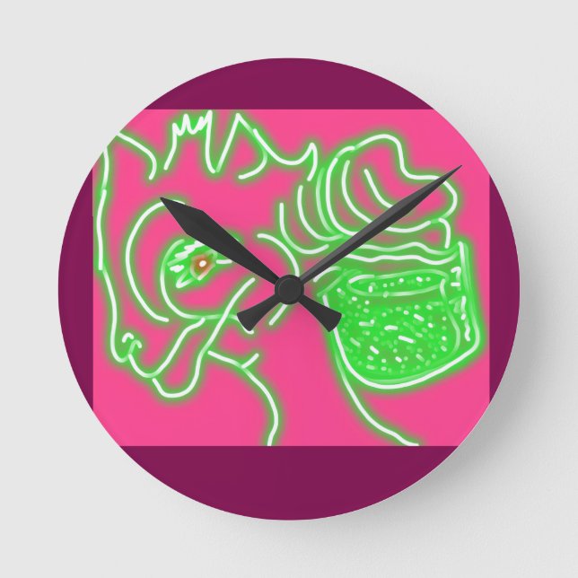 Deer and Its Magic Pearl Pouch Round Clock (Front)