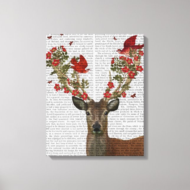 Deer and Love Birds Canvas Print (Front)