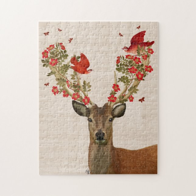 Deer and Love Birds Jigsaw Puzzle (Vertical)