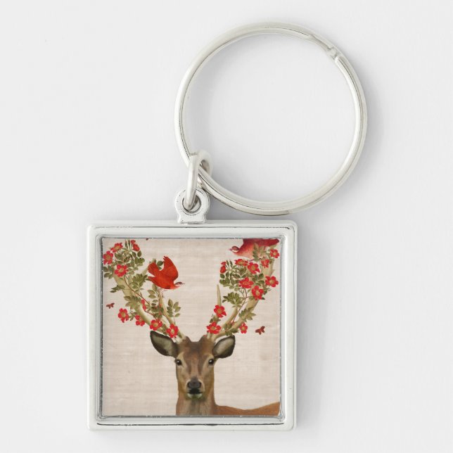 Deer and Love Birds Keychain (Front)