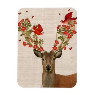 Deer and Love Birds Magnet