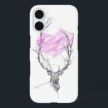 Deer and pink geometric heart drawing Animal art iPhone 16 Case<br><div class="desc">This lovely phone case features ink illustration of a deer with pink geometric heart on its antlers. Fineliner and coloured pencils drawing. Makes elegant and cute Valentine's day or birthday gift for animal lovers who like art • You can customize it - resize/rotate the image, add text and more, or...</div>