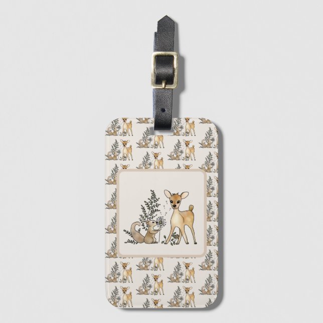 deer and squirrel luggage tag (Front Vertical)