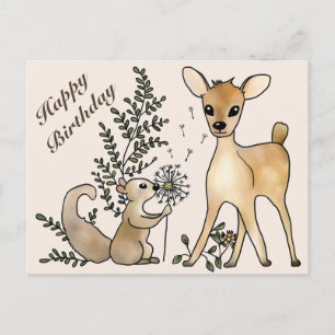 deer and squirrels   postcard