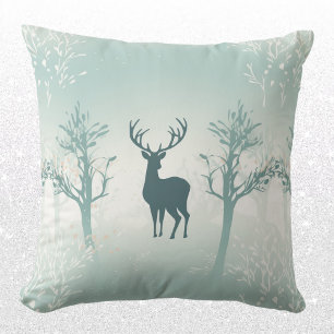 Deer and Tree Pattern Throw Pillow