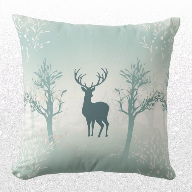 Deer and Tree Pattern Throw Pillow (Creator Uploaded)