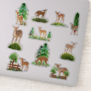 Deer and Trees Custom-Cut Vinyl Sticker