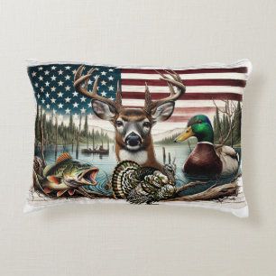 Deer and USA Country Accent Pillow