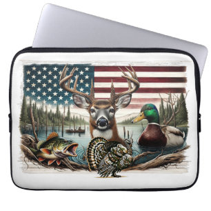 Deer and USA Country Laptop Sleeve
