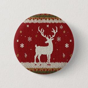 deer and winter 2 inch round button