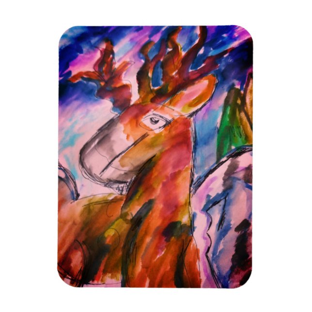 Deer and winter  magnet (Vertical)