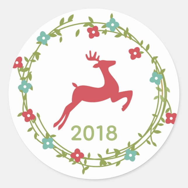 Deer and Wreath Customized Sticker (Front)