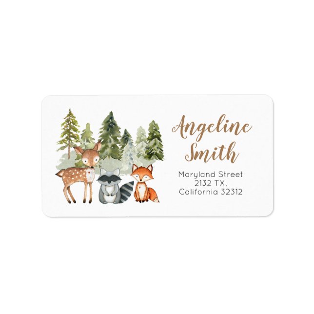 Deer animal adventure Camper Baby Shower Address  Label (Front)