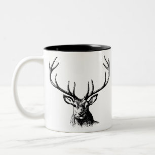 Deer Animal Antlers Nature Wildlife Horns Head Two-Tone Coffee Mug