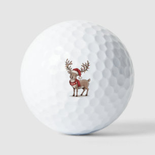 Deer Animal Christmas Deer Santa Hat Xmas  Golf Balls