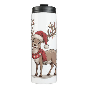 Deer Animal Christmas Deer Santa Hat Xmas Thermal Tumbler